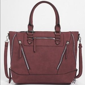Maurices angled zipper satchel in burgundy